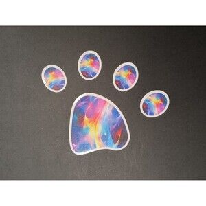 Rainbow Flames Fire Cool Paw Print Waterproof Vinyl Sticker Decal (2 Pack)